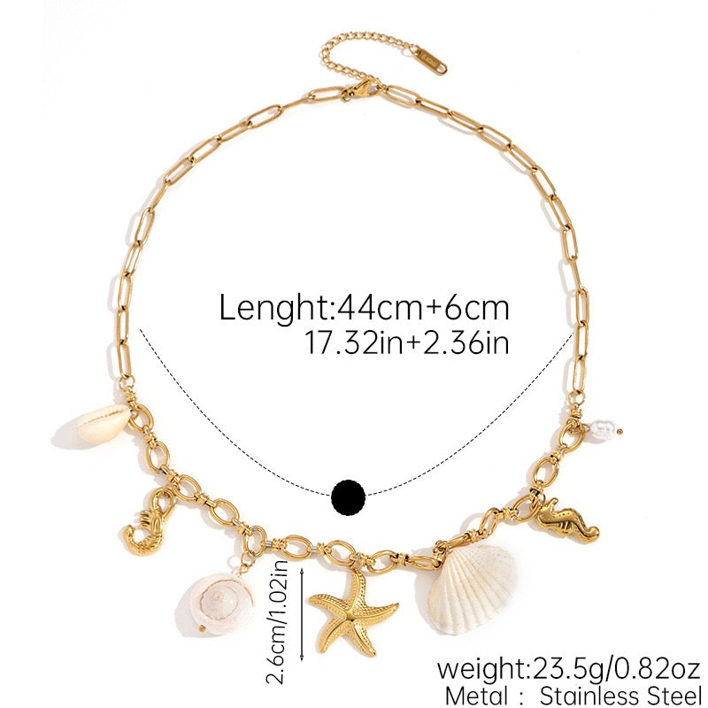 Starfish natural shell charm necklace