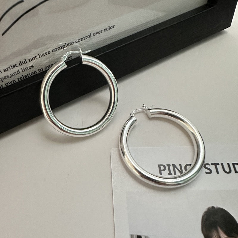 Sterling silver big hoops