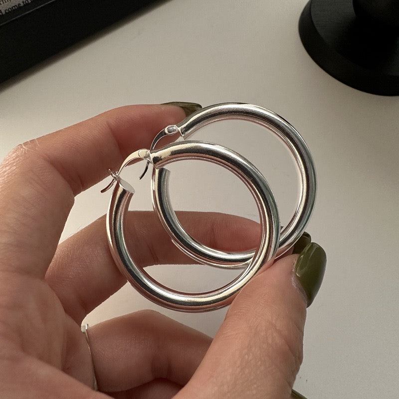 Sterling silver big hoops