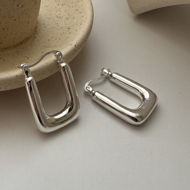 Sterling silver square hoops