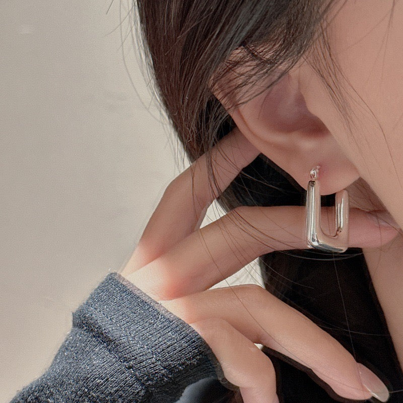 Sterling silver square hoops