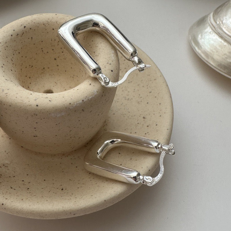 Sterling silver square hoops
