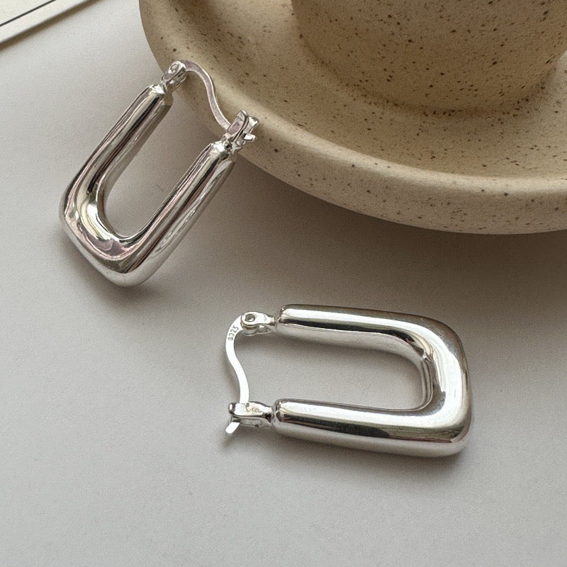 Sterling silver square hoops