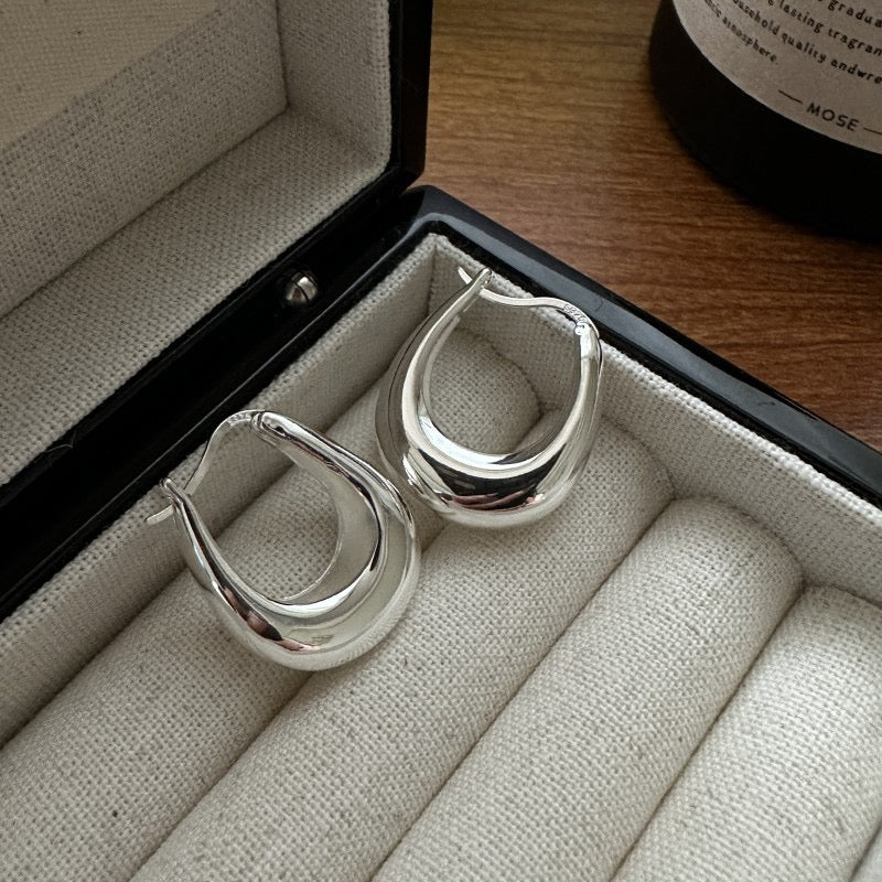 Big U sterling silver hoops