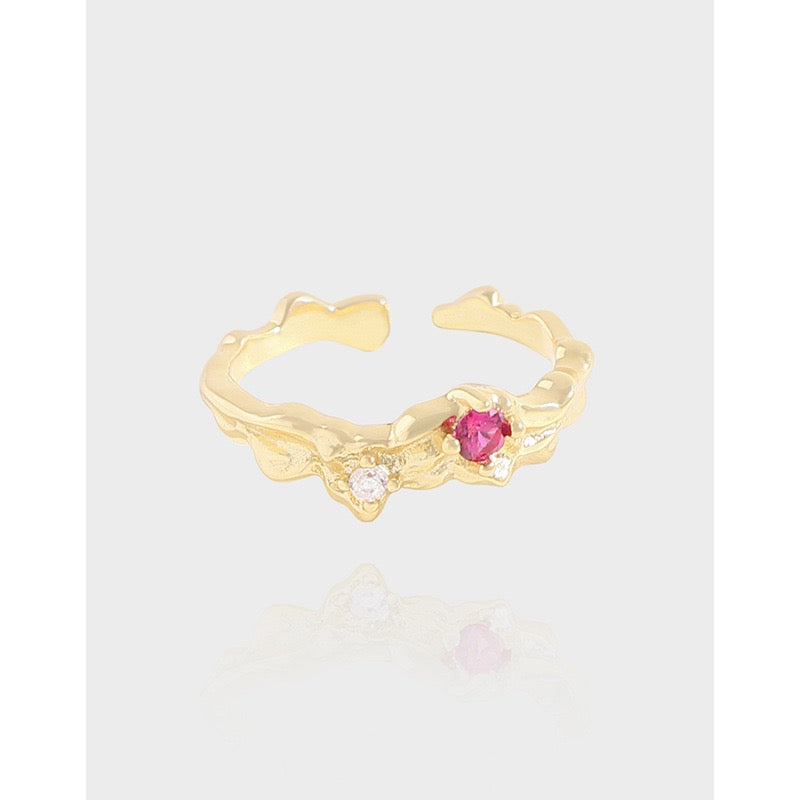 Rosy pink silver ring