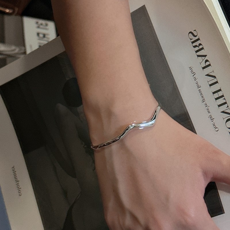 Sterling silver wave bangle