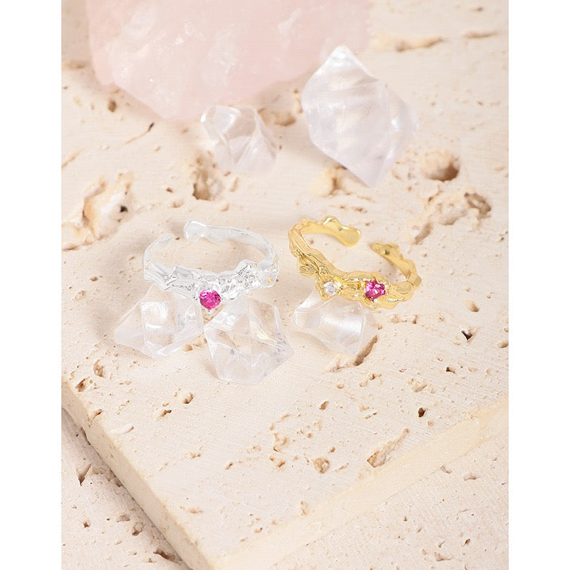 Rosy pink silver ring