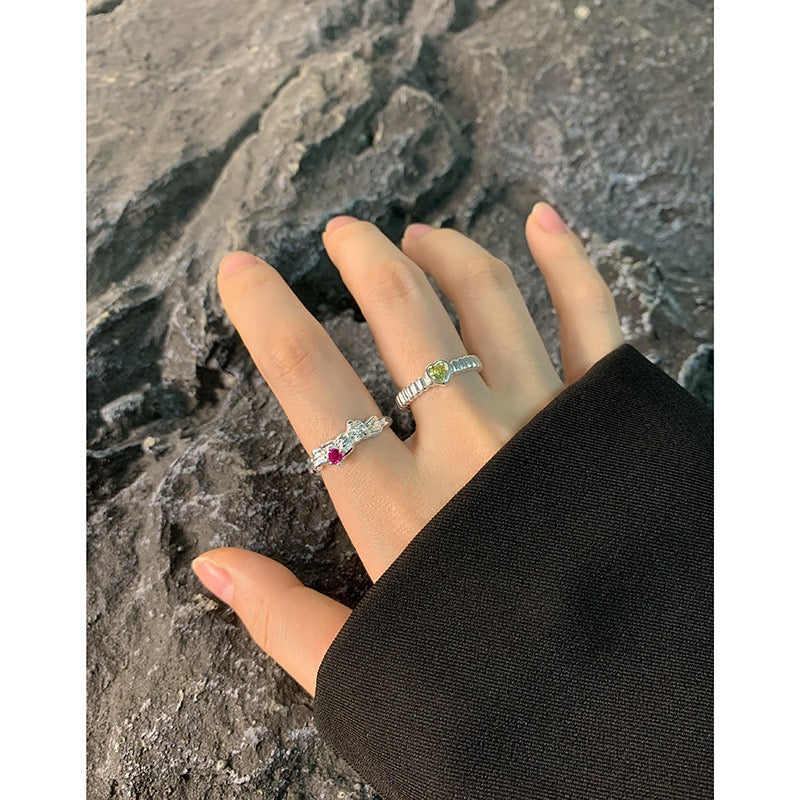 Rosy pink silver ring