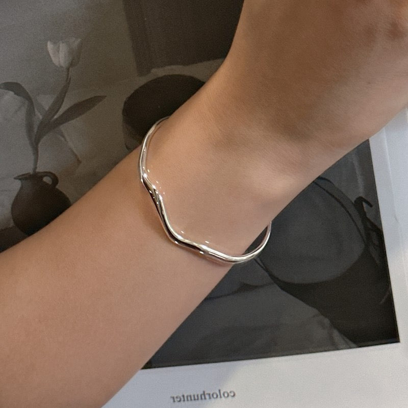 Sterling silver wave bangle