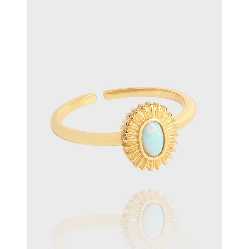 Opal gold sun ring