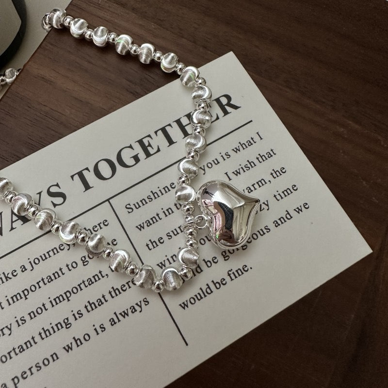 Cateye sterling silver heart necklace