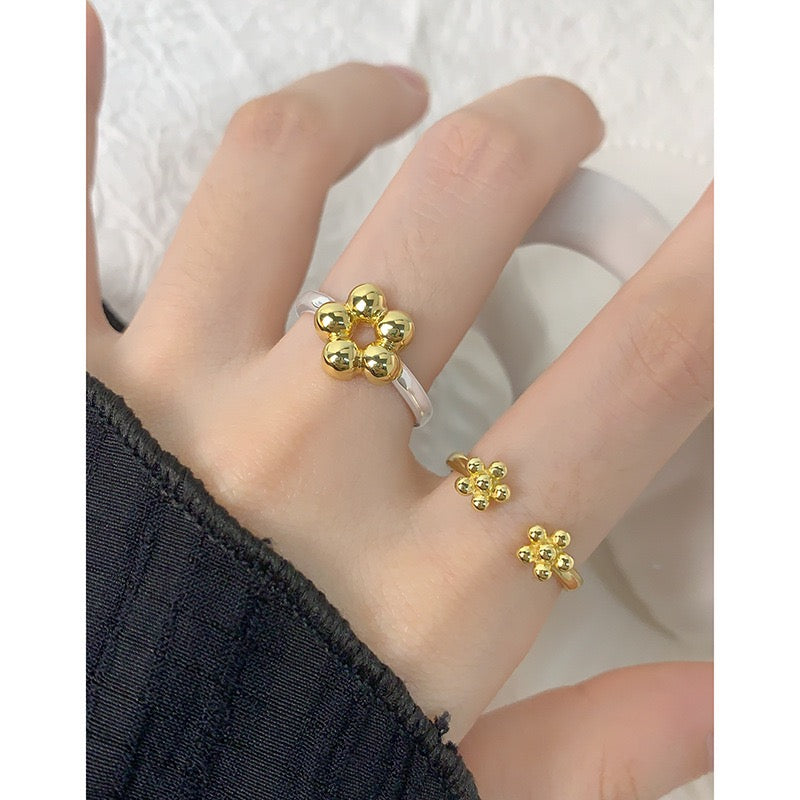 Twin flower silver rings