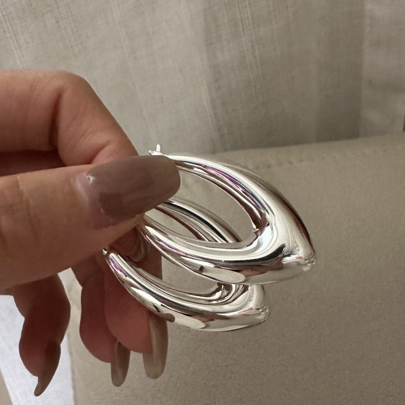 Pointy sterling silver hoops