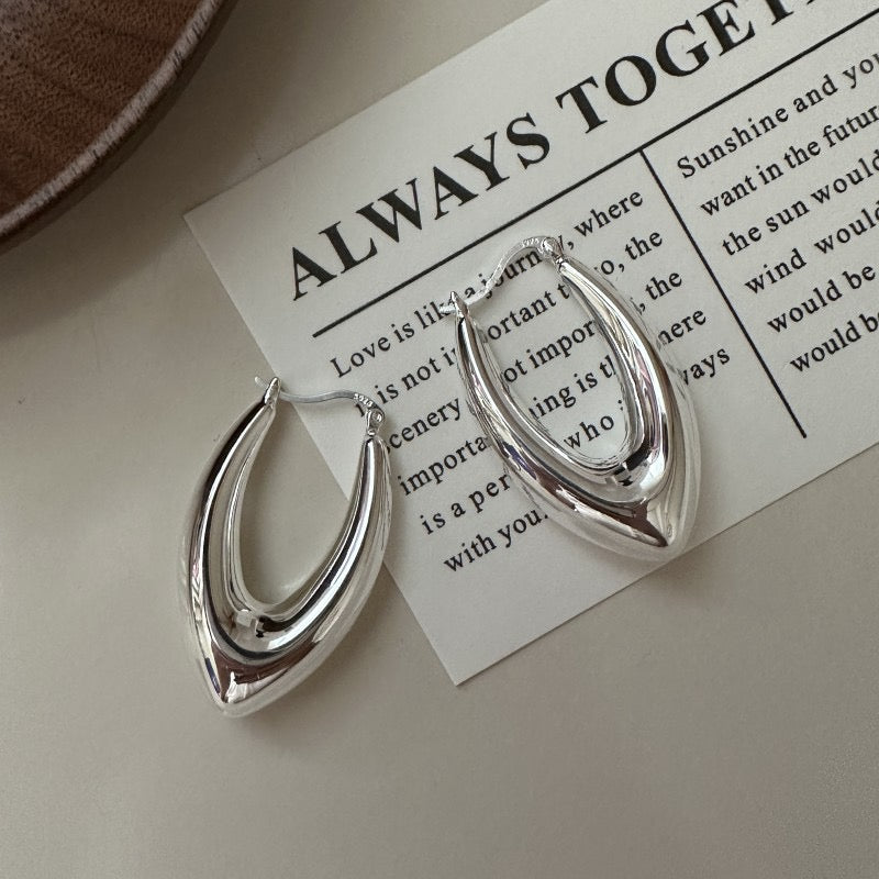 Pointy sterling silver hoops