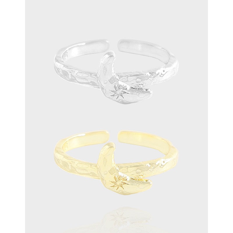 New moon silver ring