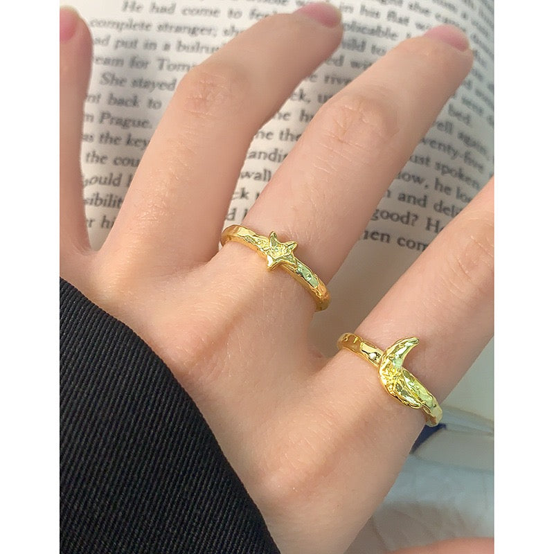 New moon silver ring