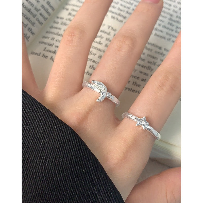 New moon silver ring