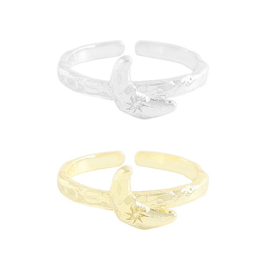 New moon silver ring