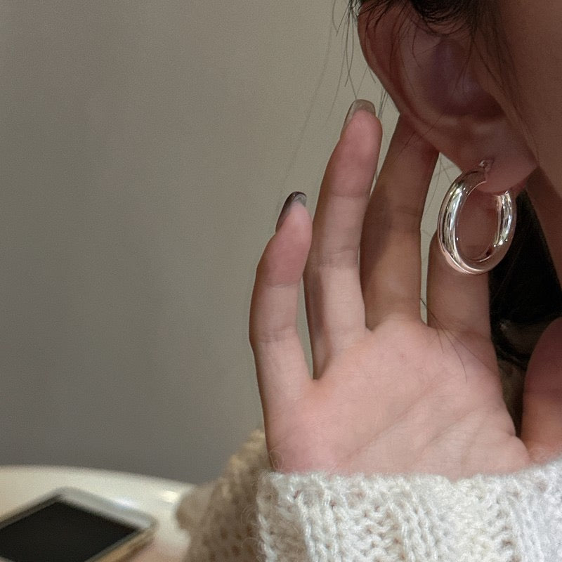 Sterling silver round hoops