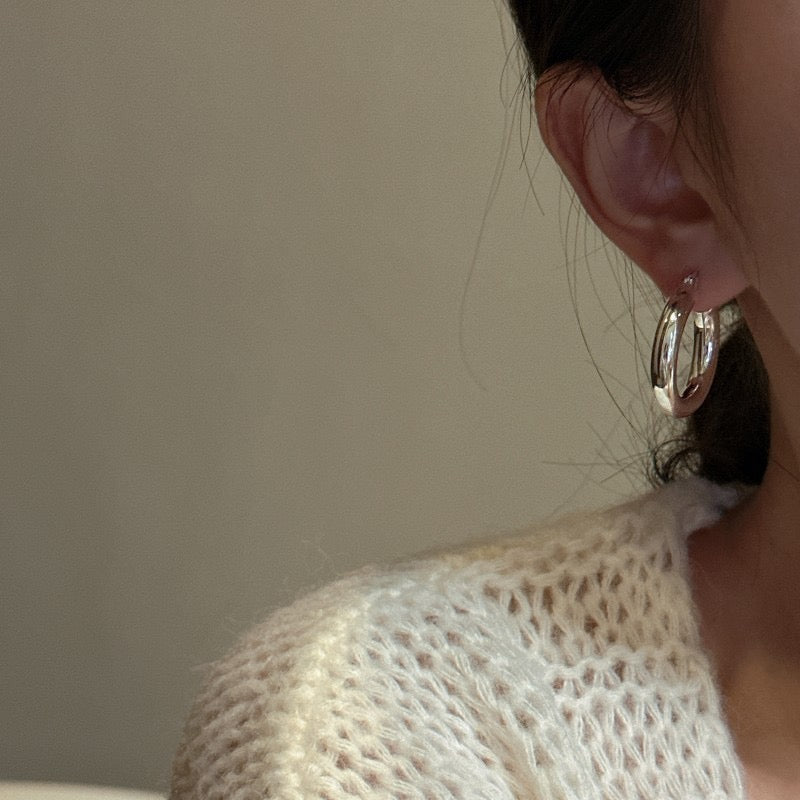 Sterling silver round hoops