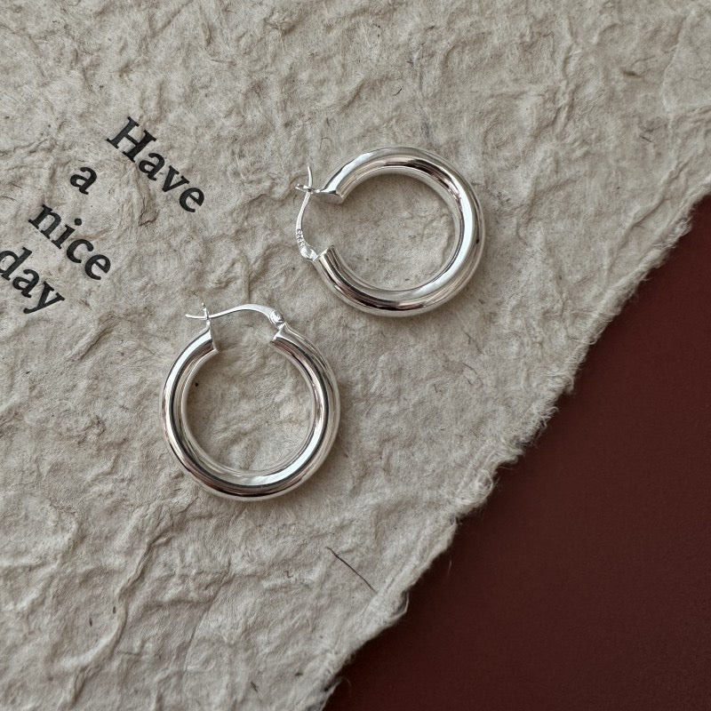 Sterling silver round hoops
