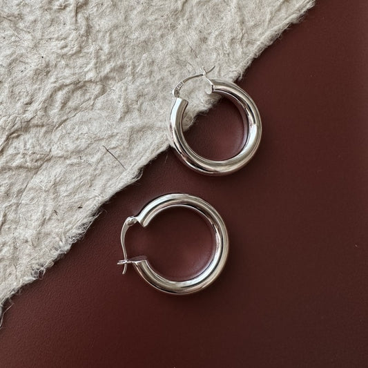 Sterling silver round hoops