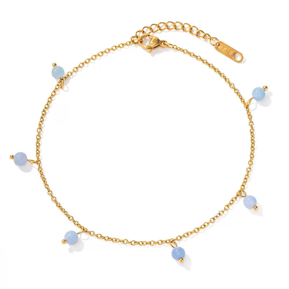Gia Blue foggy stone anklets