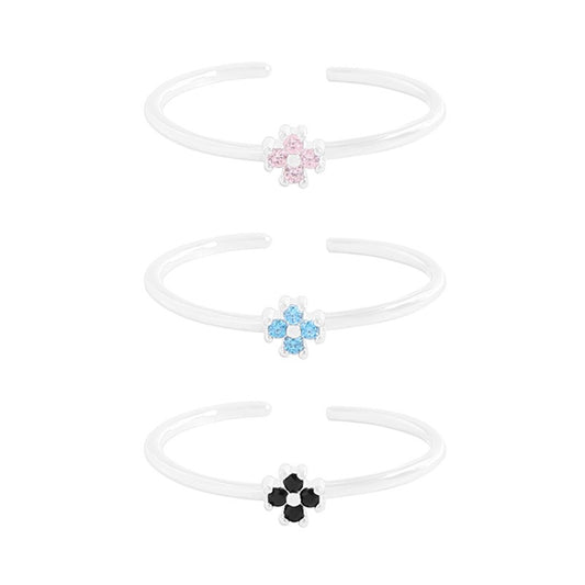 Dainty flower silver ring