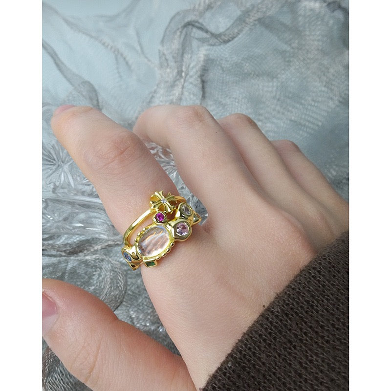 Gardon rainbow stone ring