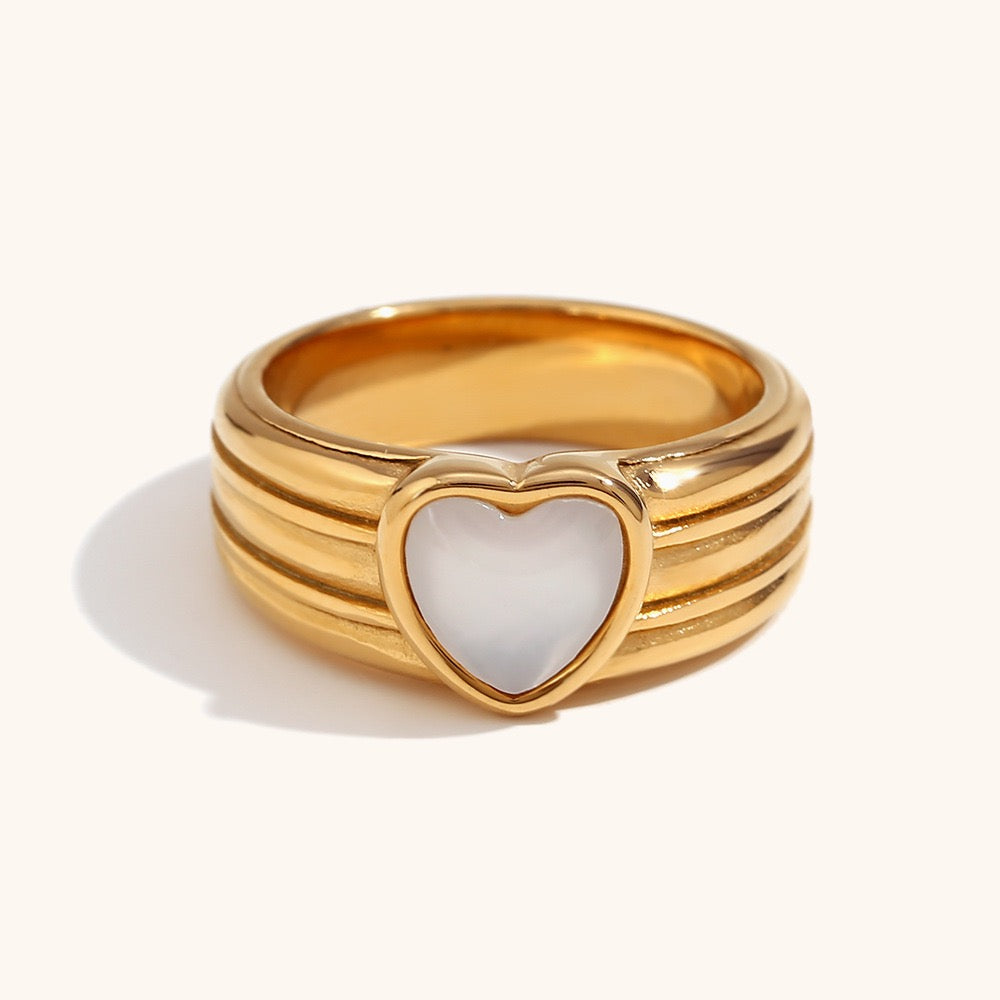 White heart band ring