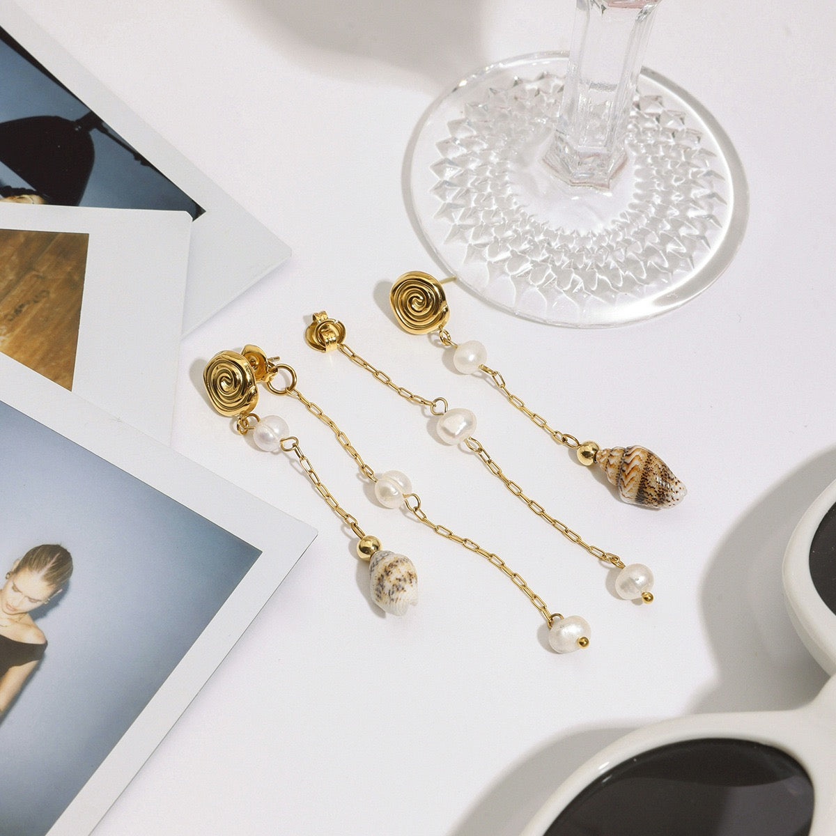 Natural shell swirl earrings