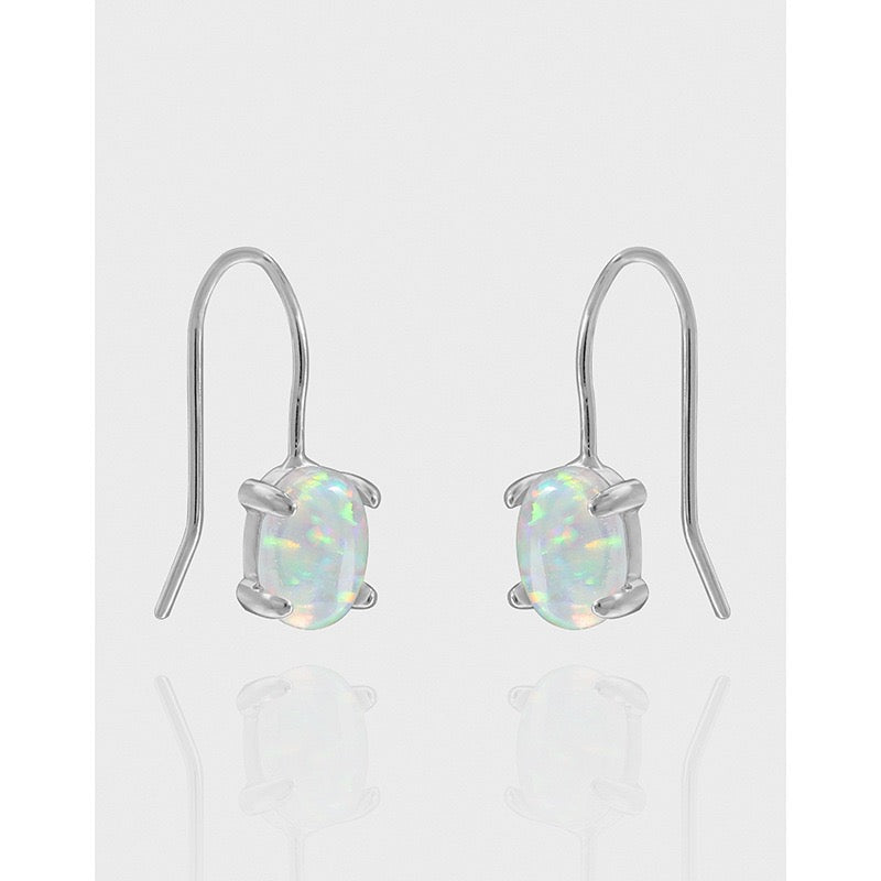 Opal silver earrings