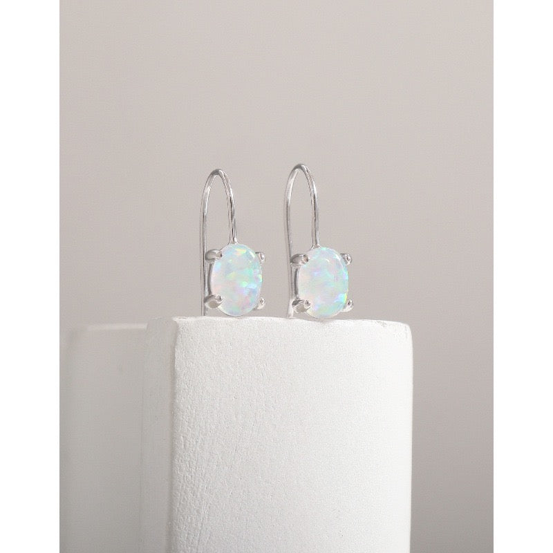 Opal silver earrings