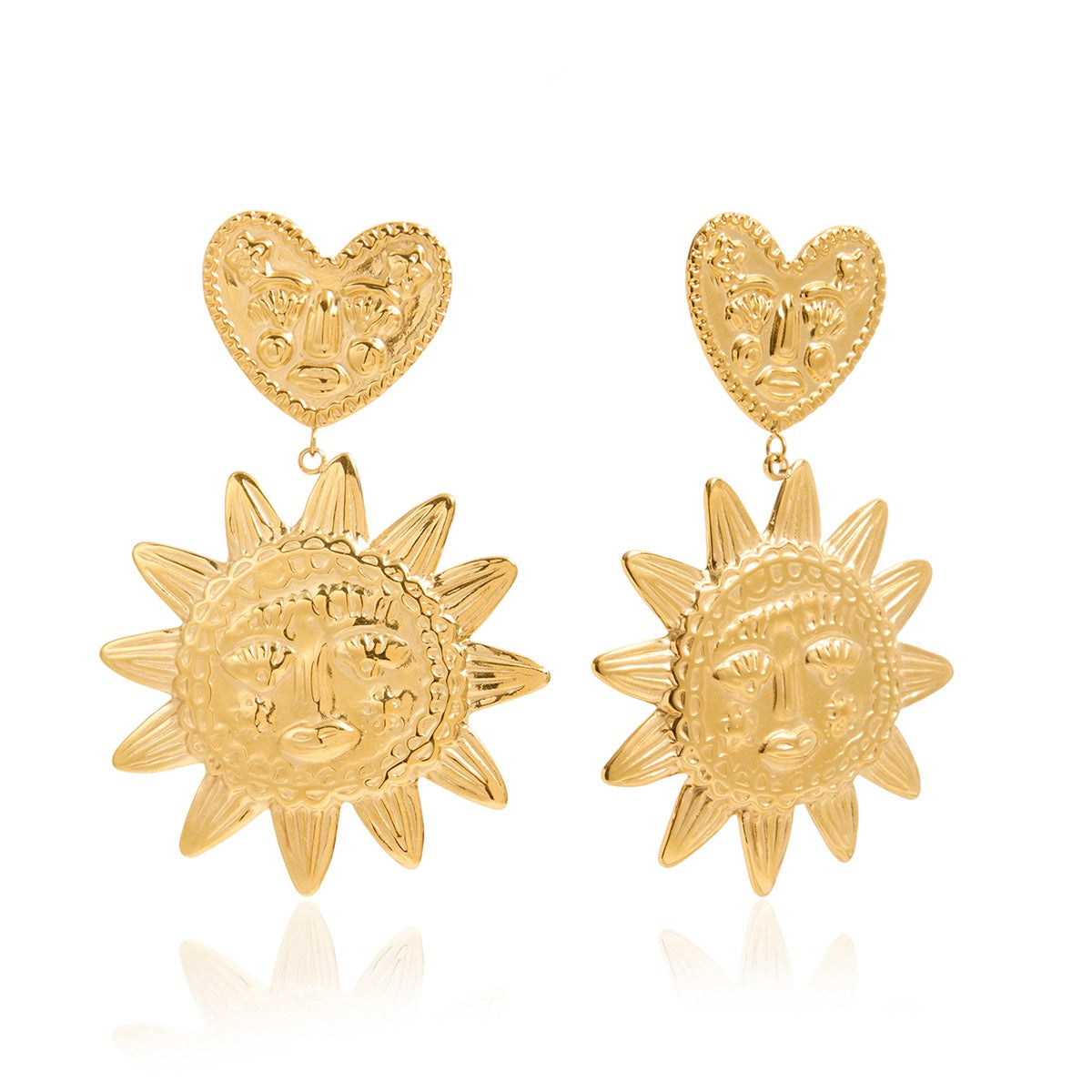 Smile sun heart earrings