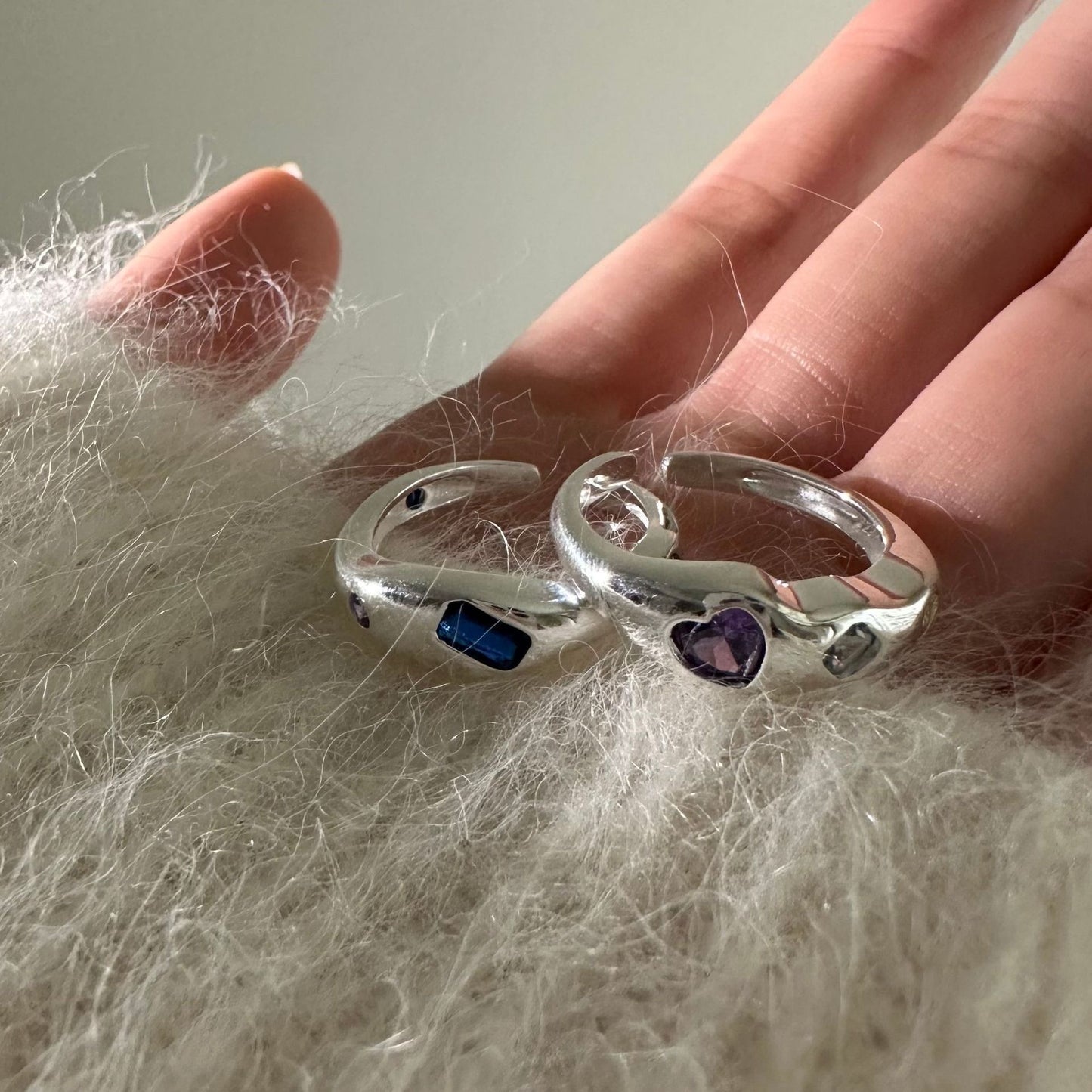 Billy Purple heart Silver ring