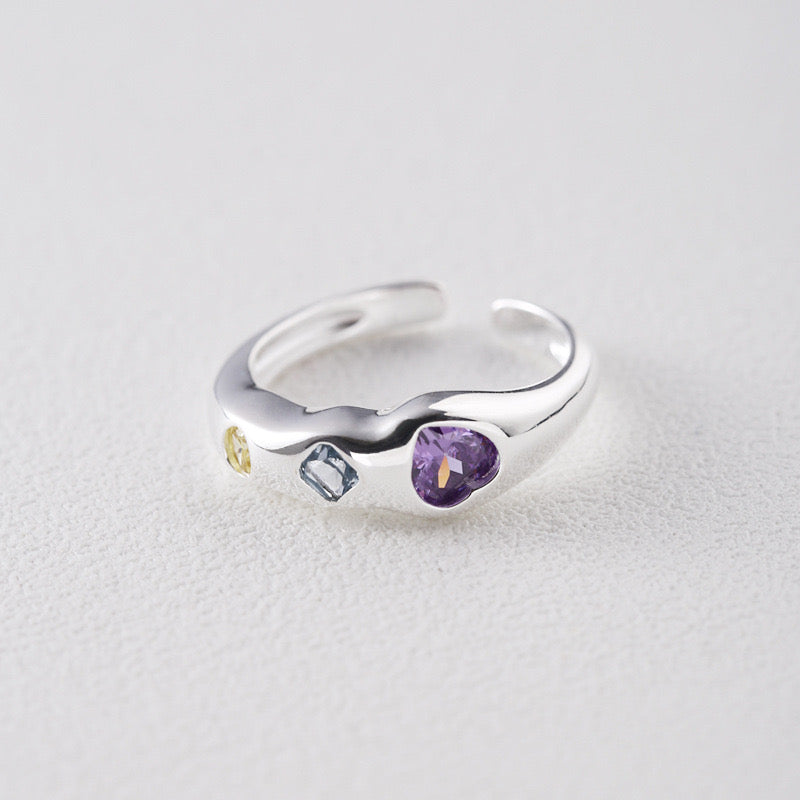 Billy Purple heart Silver ring