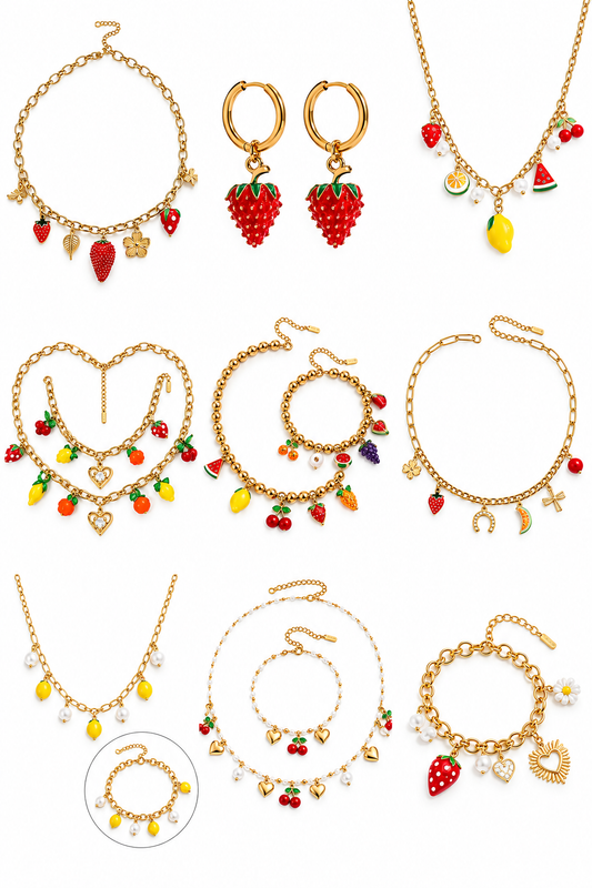 Strawberry fruit charm set collection