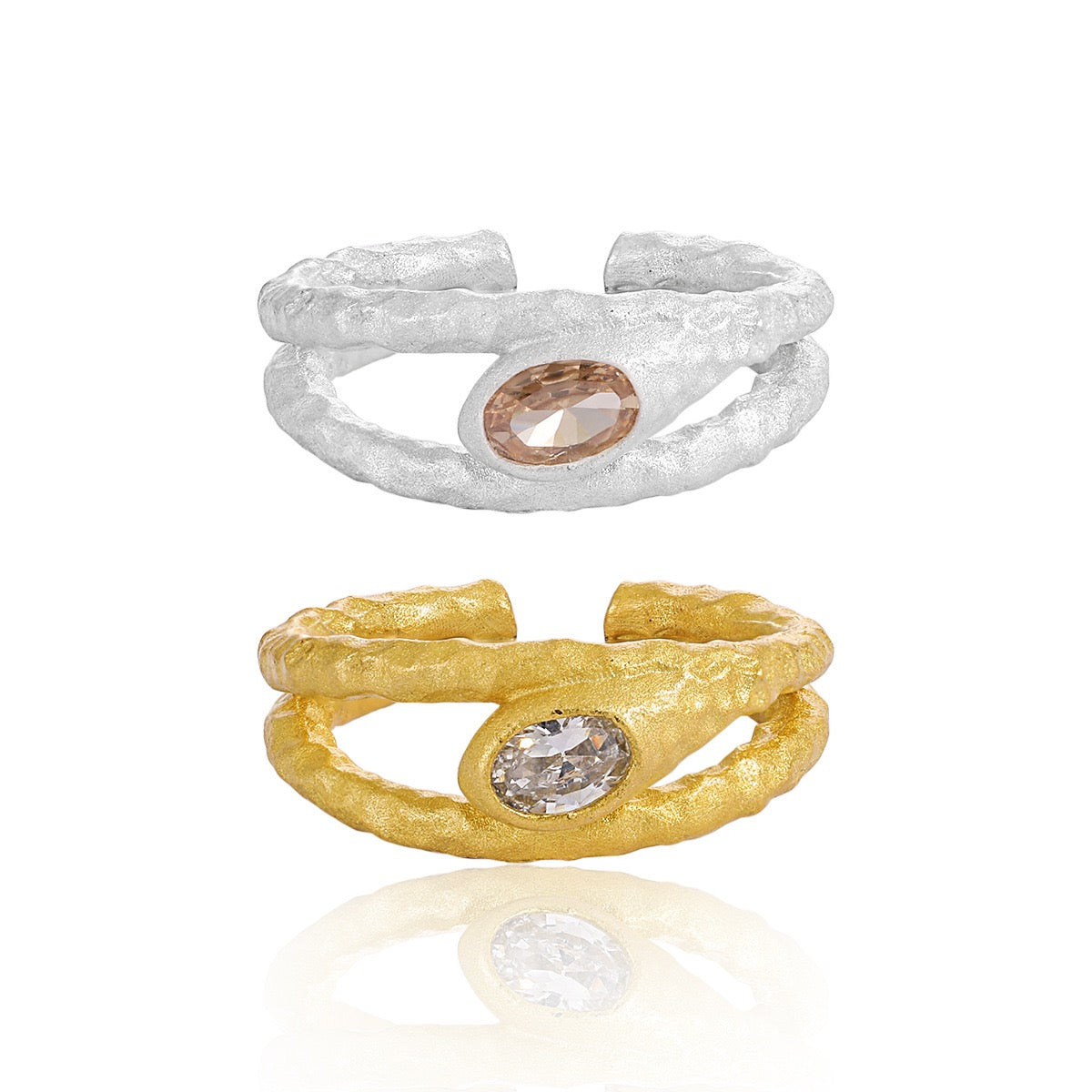 Orange rock silver ring