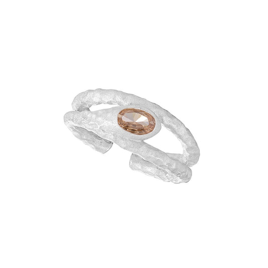 Orange rock silver ring