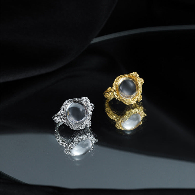 Cleaver Clear dilemma Silver ring