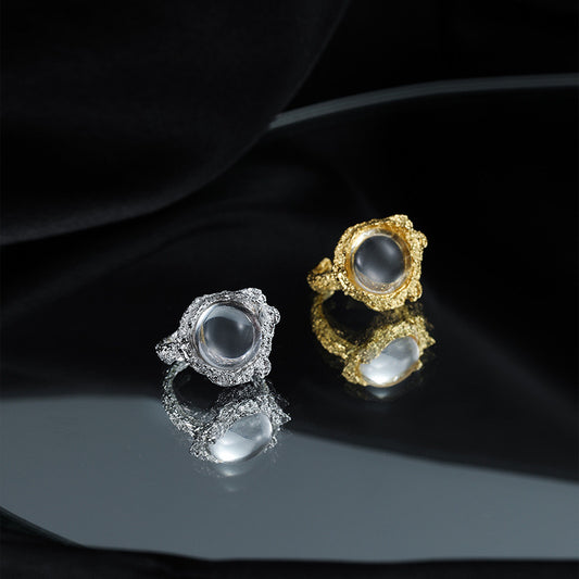 Cleaver Clear dilemma Silver ring