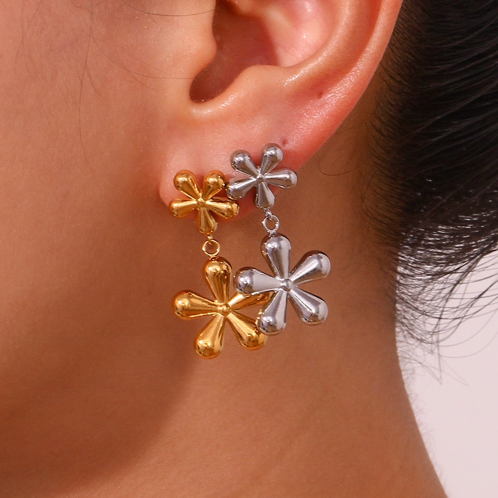 Double flower earrings