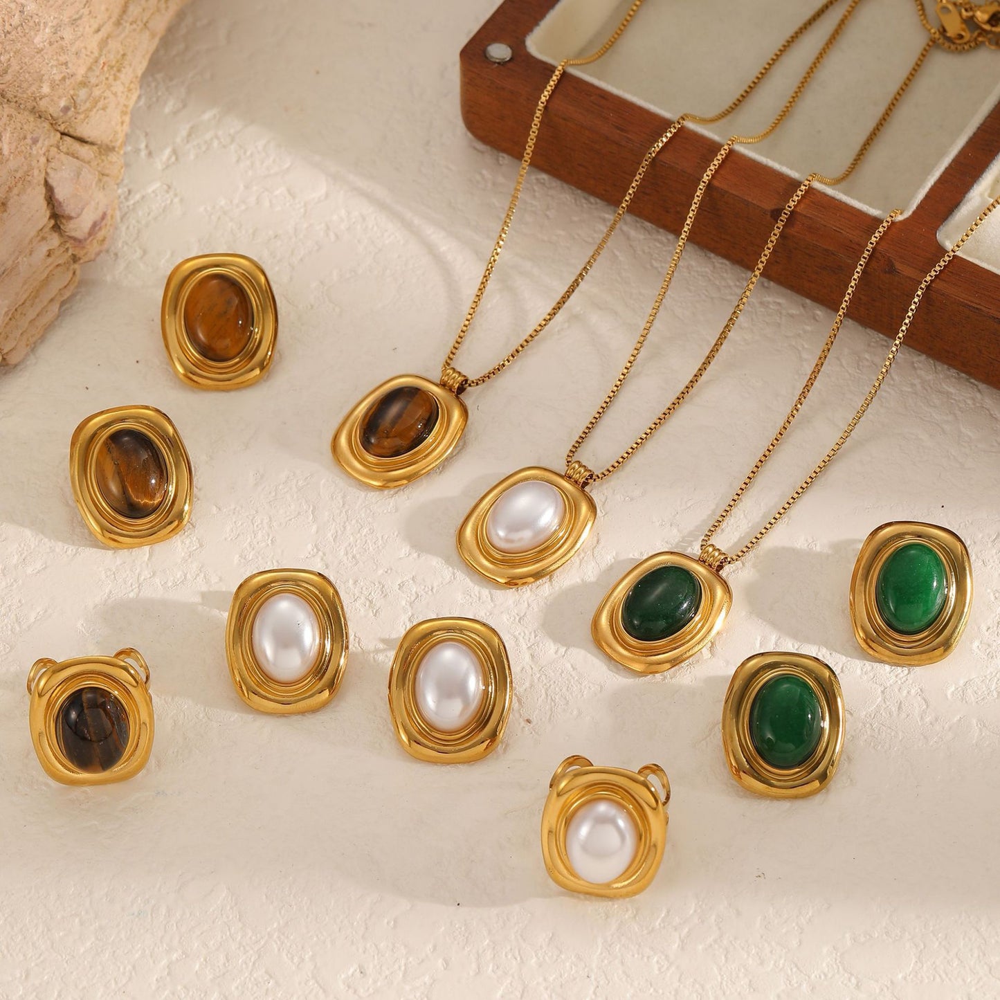 Square stone earrings