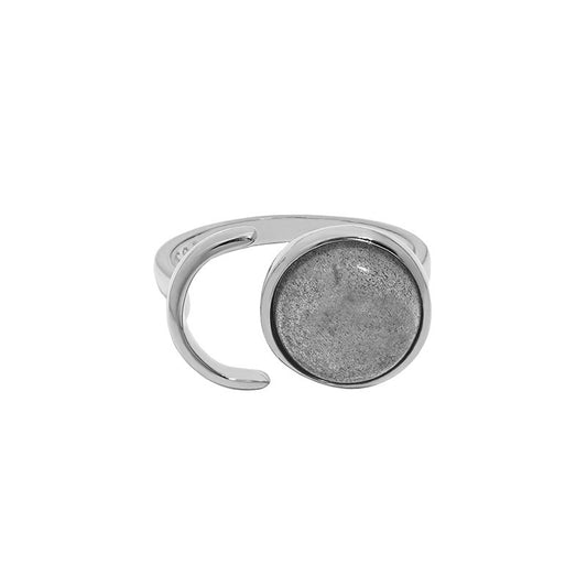 Moon star sterling silver ring