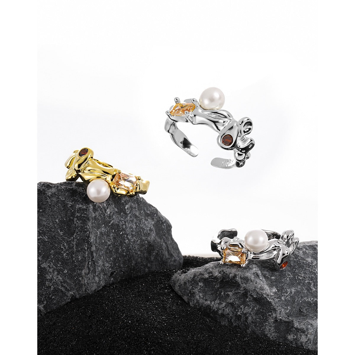 Mango pearl sterling silver ring