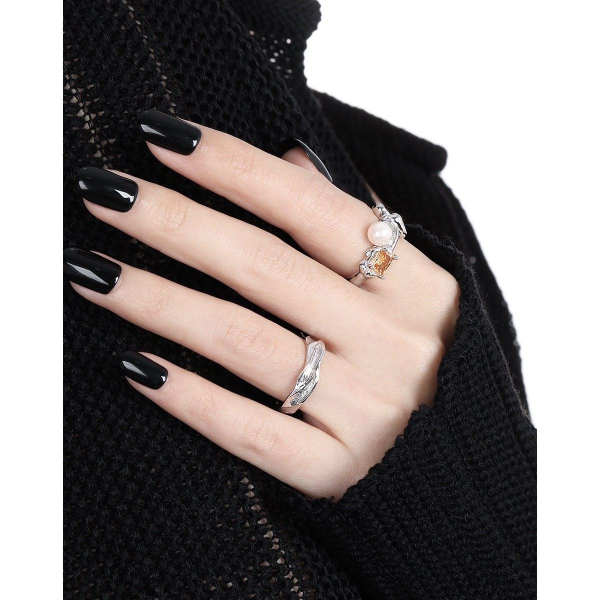 Mango pearl sterling silver ring