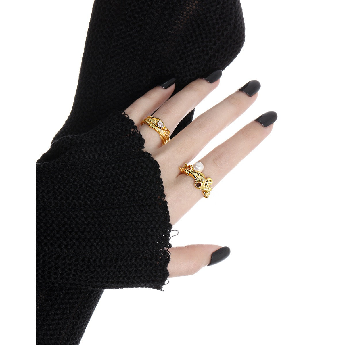 Mango pearl sterling silver ring