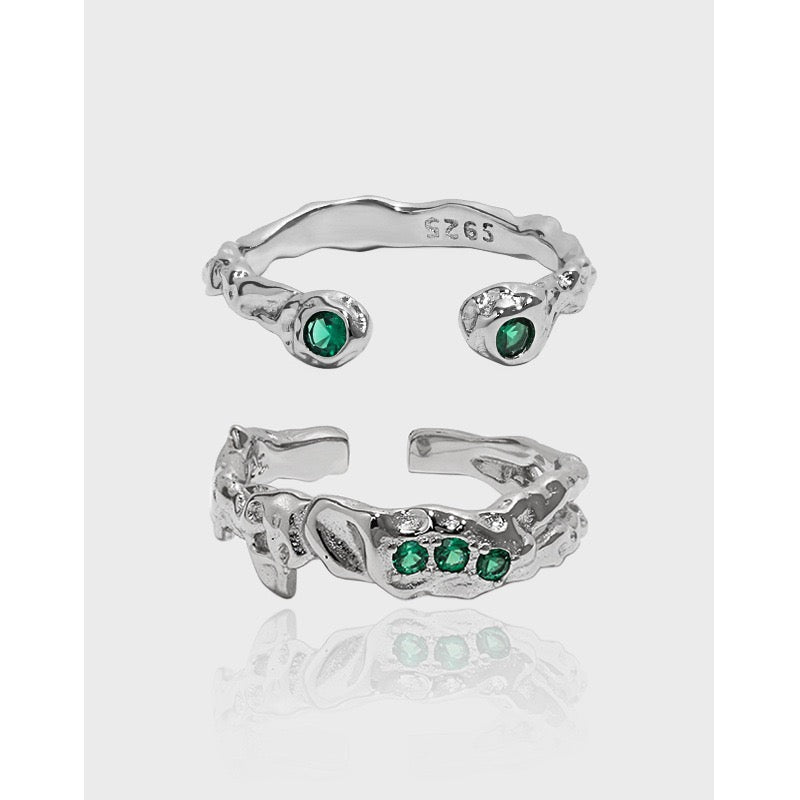 Double Green star ring