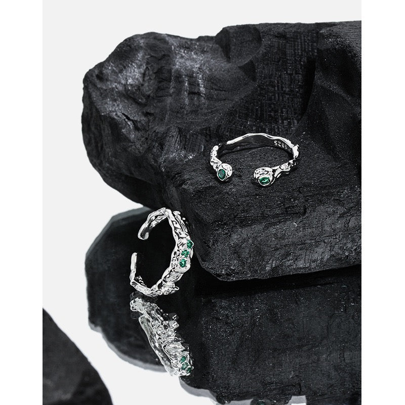 Double Green star ring