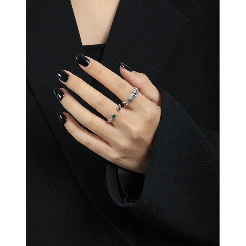 Double Green star ring